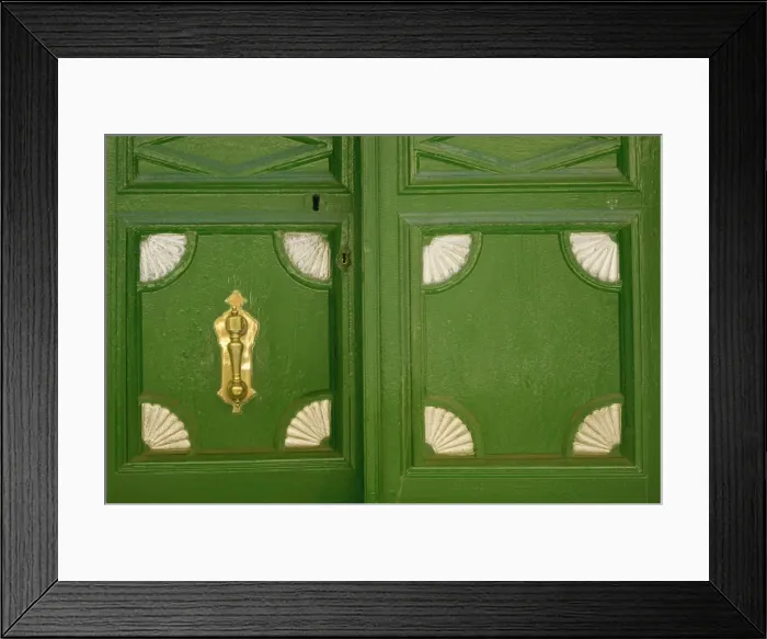Framed Print : Detail of panels in a door with knocker at Piedrahita Framed Print : Detail of panels in a door with knocker at Piedrahita