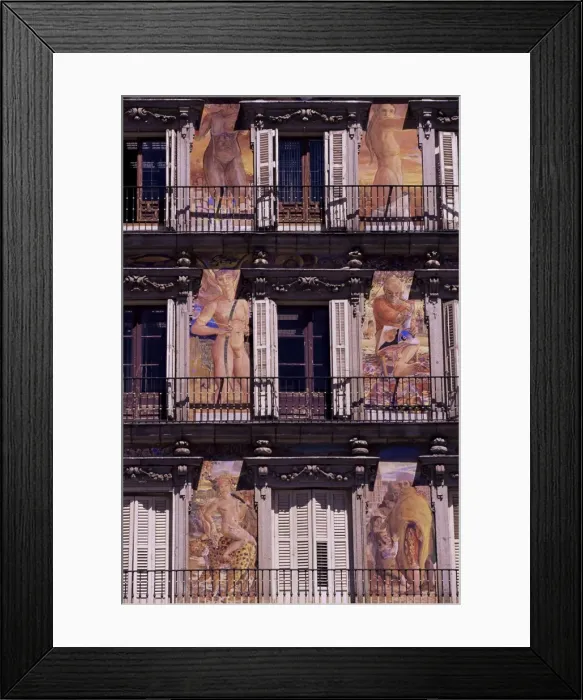 Framed Print : Frescoes at the Plaza Mayor on buildings of the 17th century Framed Print : Frescoes at the Plaza Mayor on buildings of the 17th century