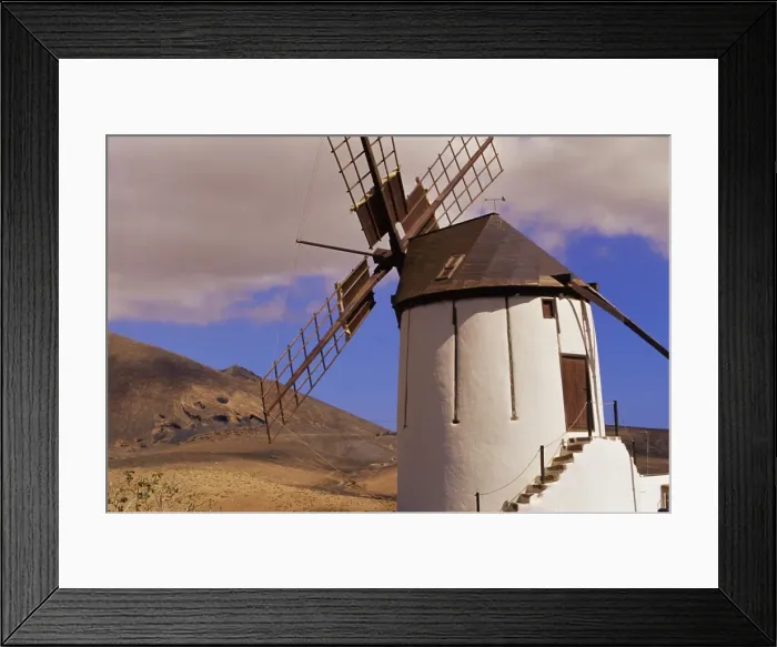 Framed Print : Exterior of old windmill in volcanic landscape Framed Print : Exterior of old windmill in volcanic landscape