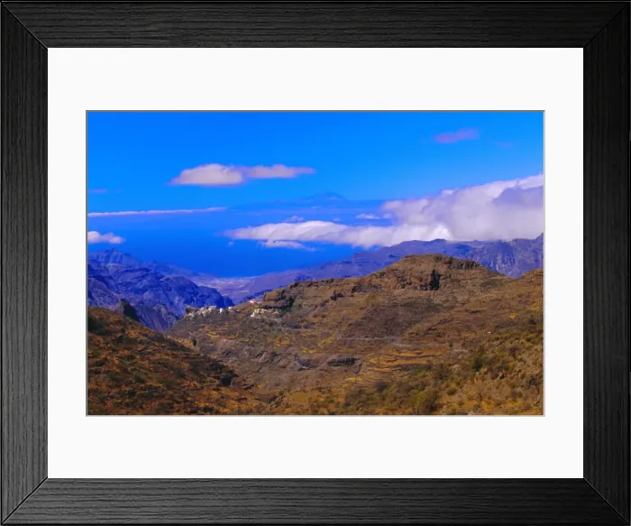 Framed Print : View of coast with Mount Teide in Tenerife in the background Framed Print : View of coast with Mount Teide in Tenerife in the background