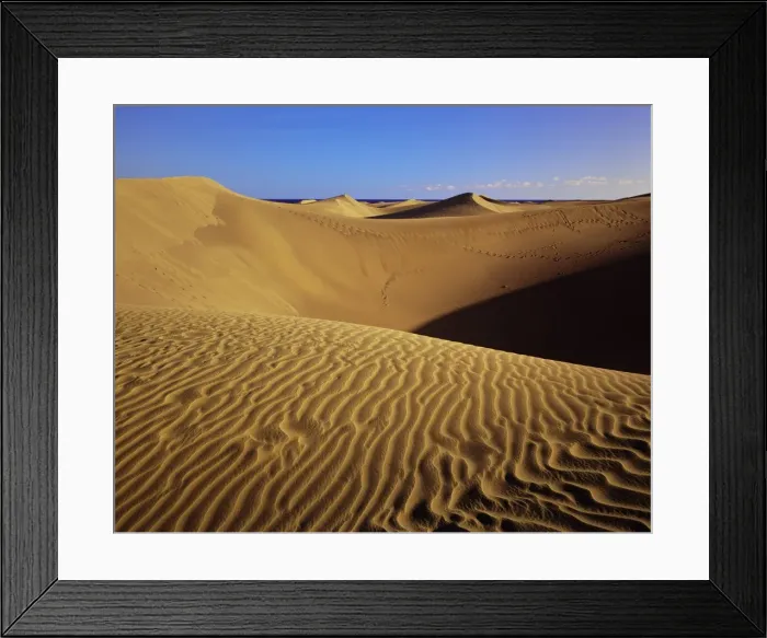 Framed Print : Sand dunes and sea beyond Framed Print : Sand dunes and sea beyond