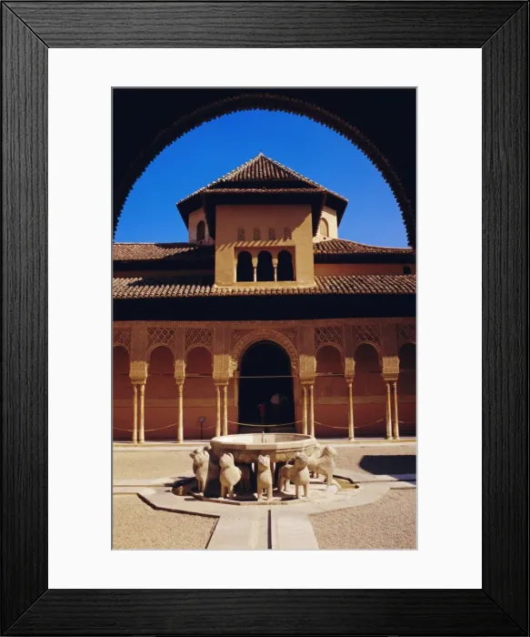 Framed Print : Fountain with 12 stone lions and Patio de los Leones Framed Print : Fountain with 12 stone lions and Patio de los Leones