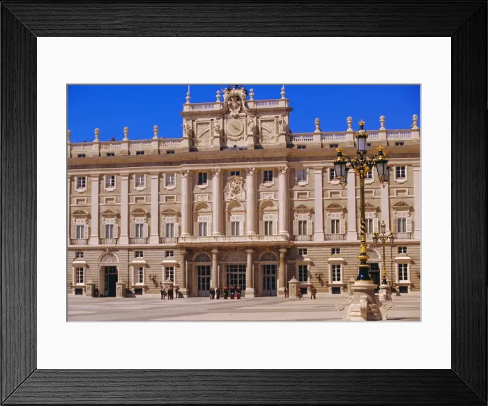 Framed Print : Palacio Real and royal guards on parade Framed Print : Palacio Real and royal guards on parade