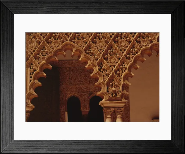 Framed Print : Detail of ornate design on arches in the Patio de las Doncellas Framed Print : Detail of ornate design on arches in the Patio de las Doncellas