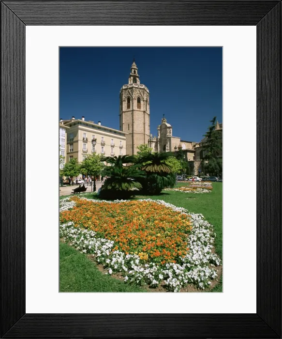 Framed Print : Gardens at the Plaza de la Reina and the Valencia Christian