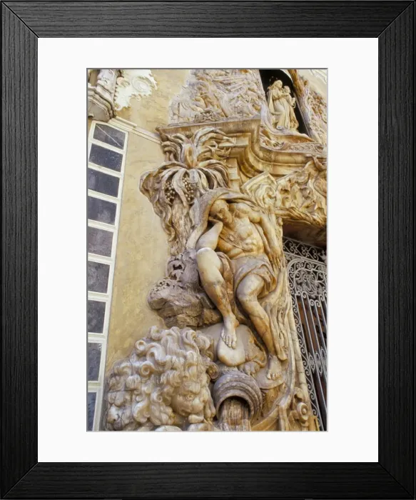 Framed Print : Detail of the 18th century alabaster facade of Marques Framed Print : Detail of the 18th century alabaster facade of Marques