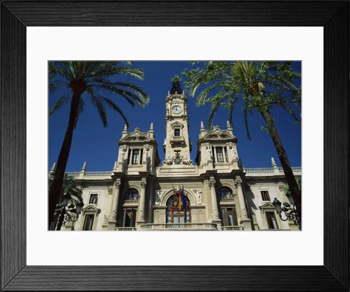 Framed Print : Exterior facade of the Ayuntamiento building in the city centre Framed Print : Exterior facade of the Ayuntamiento building in the city centre