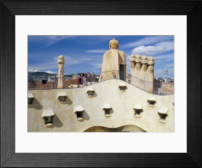 Framed Print : View of Gaudis Casa Mila modernist roof terrace Framed Print : View of Gaudis Casa Mila modernist roof terrace