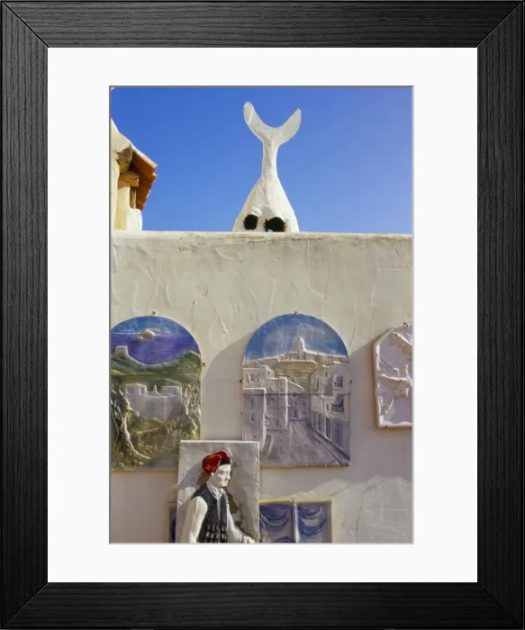 Framed Print : Detail of a typical Ibiza house with a chimney in the shape of a fish Framed Print : Detail of a typical Ibiza house with a chimney in the shape of a fish
