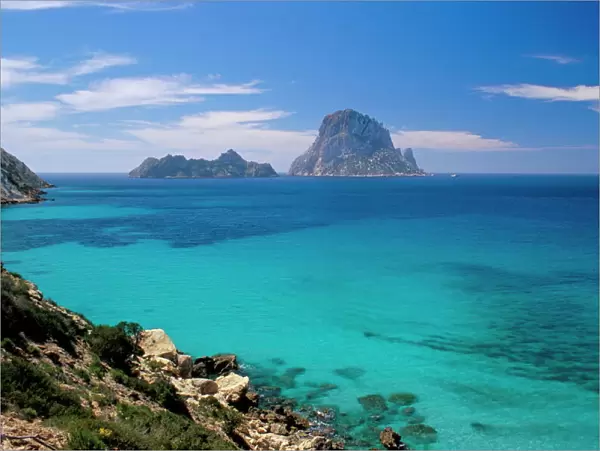 The rocky islet of Es Vedra from Cala d Hort