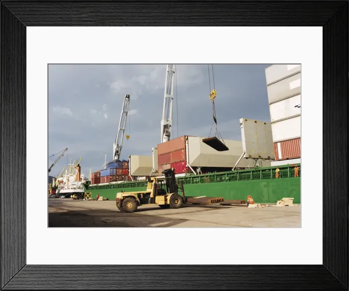 Framed Print : Loading of container ship