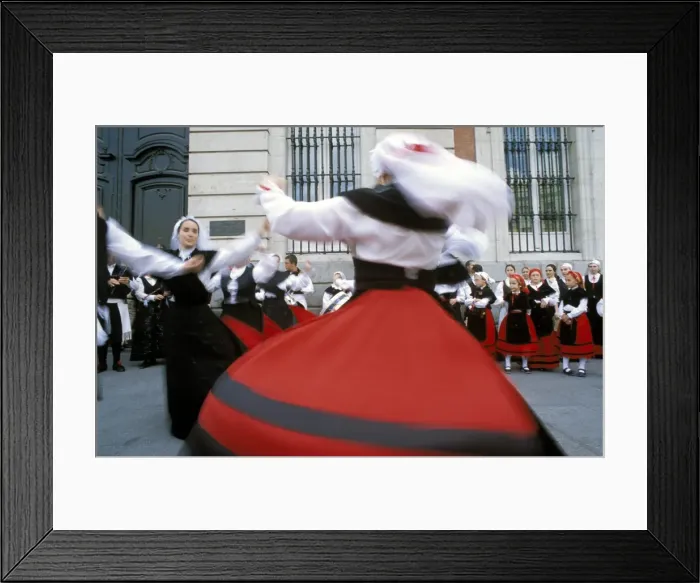 Framed Print : Spaniards in national dress performing outdoors Framed Print : Spaniards in national dress performing outdoors
