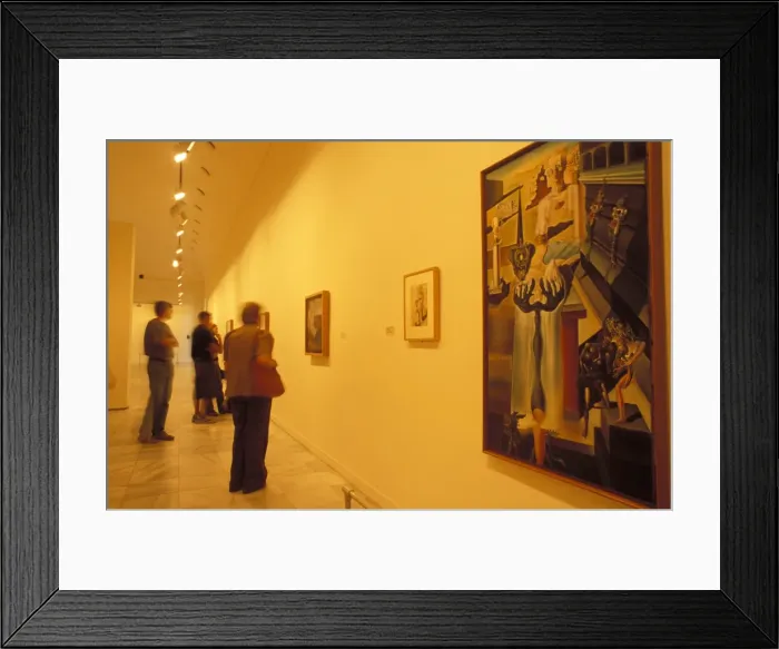 Framed Print : Visitors to the art gallery studying Salvador Dali s Framed Print : Visitors to the art gallery studying Salvador Dali s