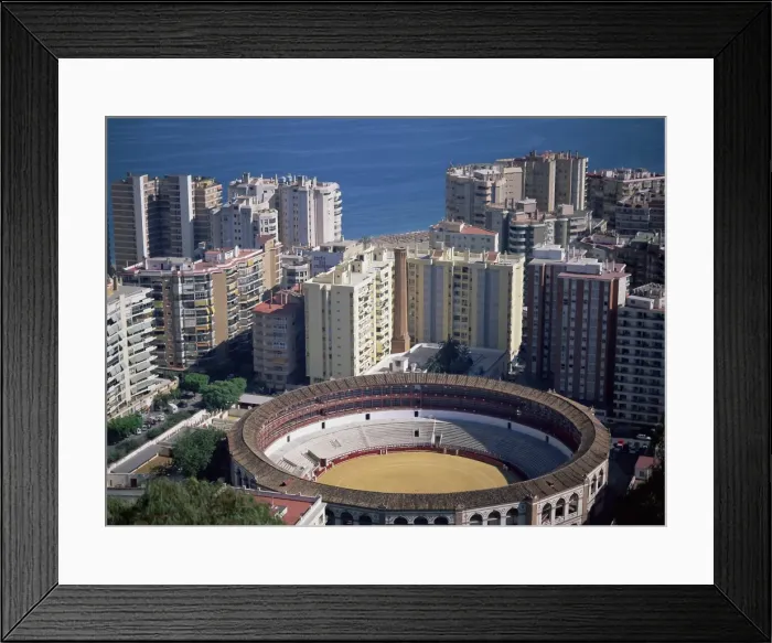 Framed Print : Aerial view over the bullring and city Framed Print : Aerial view over the bullring and city
