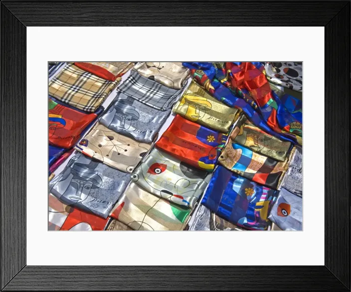 Framed Print : Street vendors scarves Framed Print : Street vendors scarves