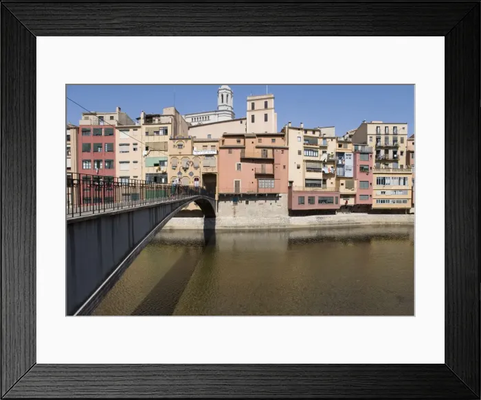 Framed Print : Bridge, Cathedral and brightly painted houses on Framed Print : Bridge, Cathedral and brightly painted houses on