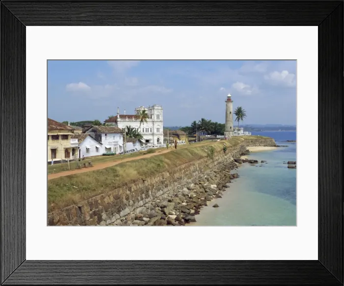 Framed Print : Colonial buildings and lighthouse Framed Print : Colonial buildings and lighthouse