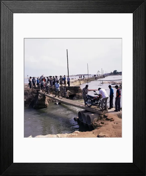 Framed Print : Temporary bridge in the aftermath of the December 2005 tsunami Framed Print : Temporary bridge in the aftermath of the December 2005 tsunami