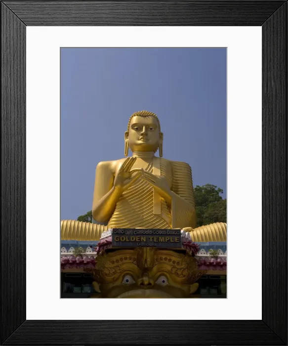 Framed Print : Giant gold seated Buddha statue at entrance to the Cave Temples Framed Print : Giant gold seated Buddha statue at entrance to the Cave Temples