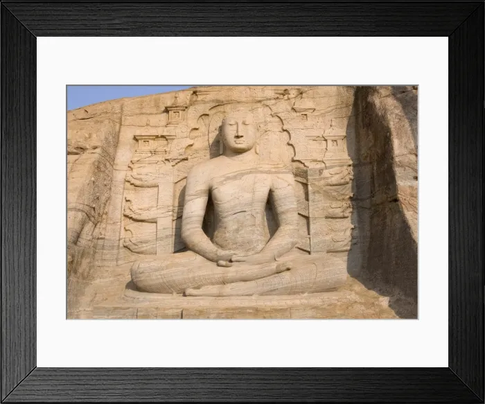 Framed Print : Rock carved granite image of the seated Buddha Framed Print : Rock carved granite image of the seated Buddha
