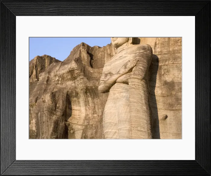 Framed Print : Rock carved granite image of the 7m tall standing Buddha Framed Print : Rock carved granite image of the 7m tall standing Buddha