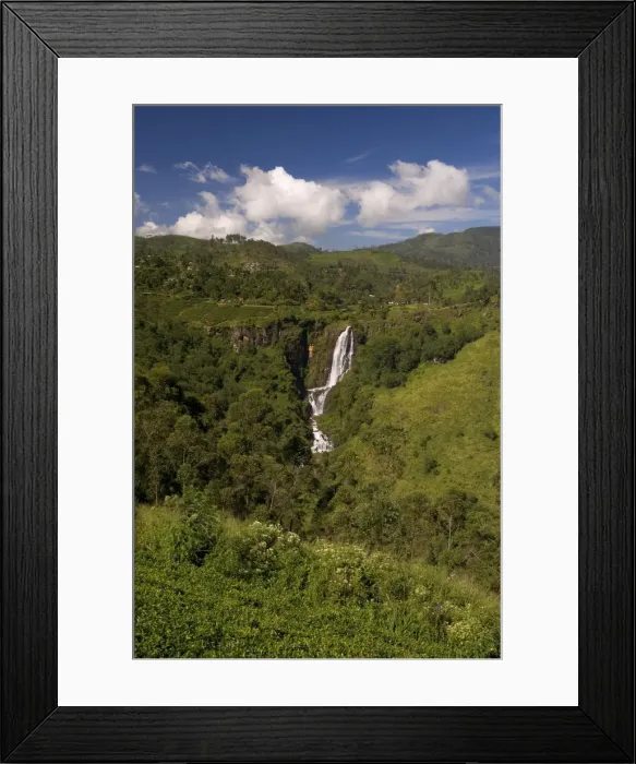 Framed Print : Lush highland countryside and waterfall in the Hill Framed Print : Lush highland countryside and waterfall in the Hill