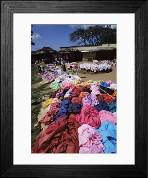 Framed Print : Fabrics in the market Framed Print : Fabrics in the market