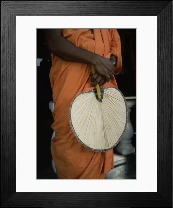 Framed Print : Buddhist monk with fan Framed Print : Buddhist monk with fan