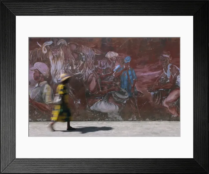 Framed Print : Woman walking in Anse La Raye, St Framed Print : Woman walking in Anse La Raye, St