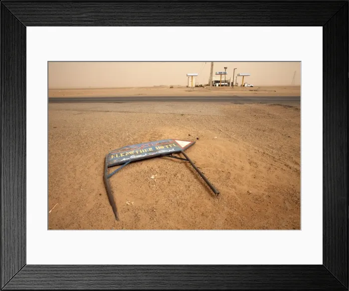 Framed Print : A fallen signposts in the desert Framed Print : A fallen signposts in the desert