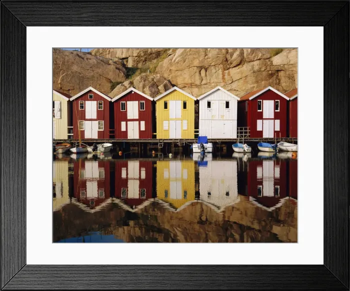 Framed Print : Boat huts in Smogen Framed Print : Boat huts in Smogen