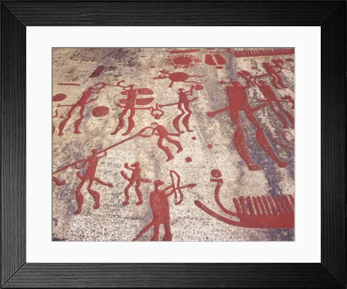 Framed Print : Ancient rock carvings from the Bronze Age