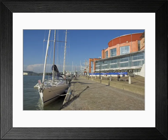 Framed Print : Modern yacht moored alongside the Opera House Framed Print : Modern yacht moored alongside the Opera House
