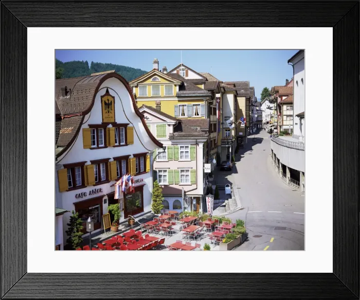 Framed Print : Painted facades on Hauptgasse Framed Print : Painted facades on Hauptgasse