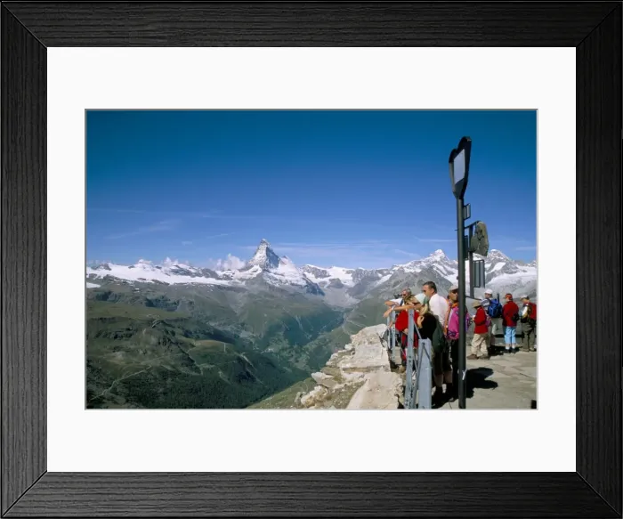 Framed Print : Tourists looking at view from Rothorn to Matterhorn Framed Print : Tourists looking at view from Rothorn to Matterhorn