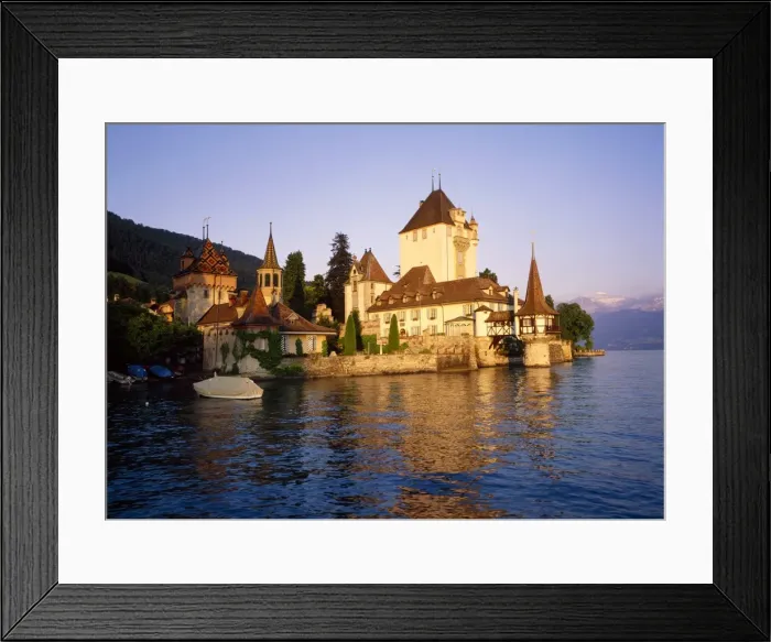 Framed Print : The Oberhofen Castle on Lake Thun in Switzerland Framed Print : The Oberhofen Castle on Lake Thun in Switzerland