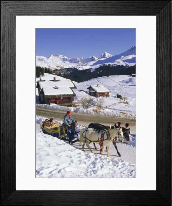 Framed Print : Horse drawn sleigh at ski resort Framed Print : Horse drawn sleigh at ski resort