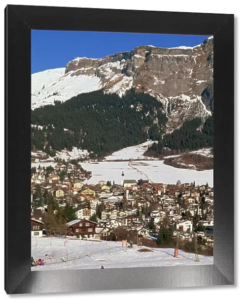 The ski resort of Flims in winter with snow on the