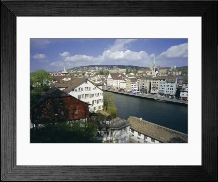 Framed Print : General view from Lindenhof of the city across the Zimmat River Framed Print : General view from Lindenhof of the city across the Zimmat River