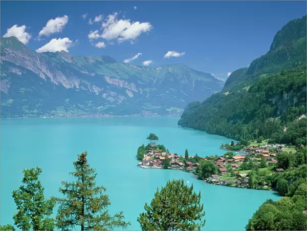 View over Lake Brienz to Iseltwald