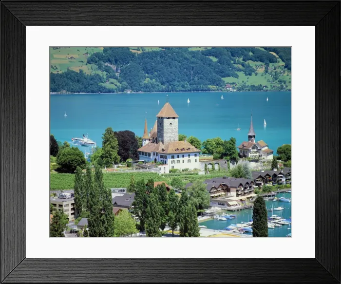 Framed Print : View of Spiez over Lake Thun Framed Print : View of Spiez over Lake Thun