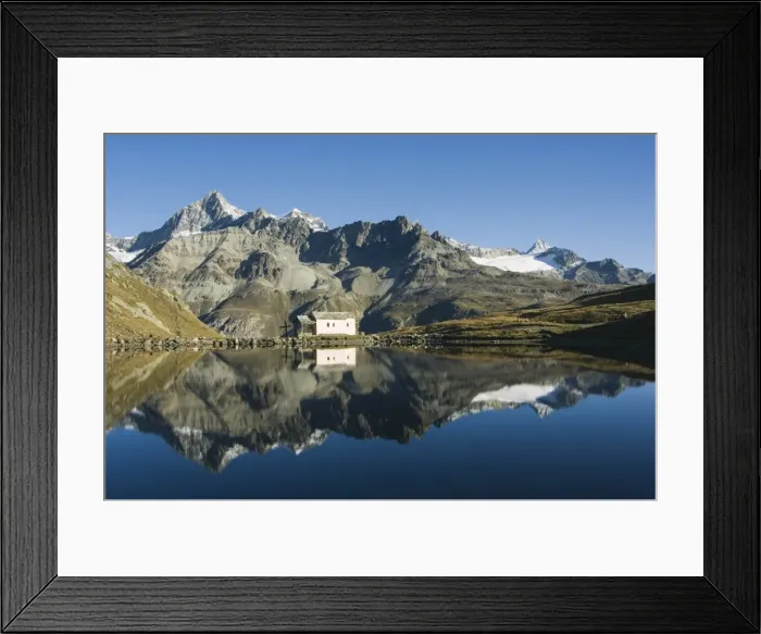 Framed Print : Perfect reflection in lake at Schwarzee Paradise Framed Print : Perfect reflection in lake at Schwarzee Paradise