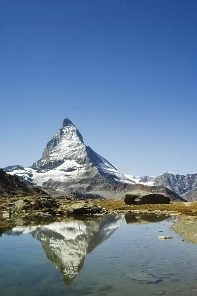 Reflection in small lake of the Matterhorn