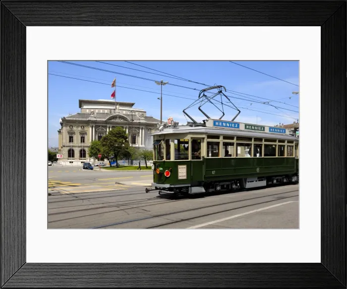 Framed Print : Vintage tram and the Grand Theatre Framed Print : Vintage tram and the Grand Theatre