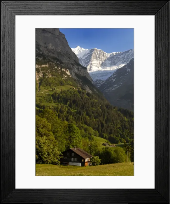 Framed Print : Chalets and mountains Framed Print : Chalets and mountains