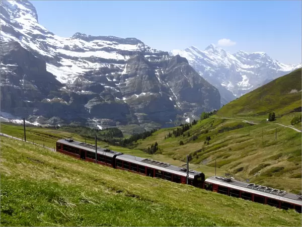Train from Kleine Scheidegg on route to Jungfraujoch