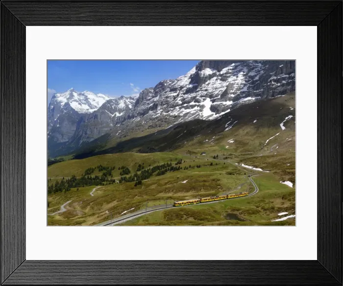 Framed Print : Train from Grindelwald on route to Kleine Scheidegg Framed Print : Train from Grindelwald on route to Kleine Scheidegg