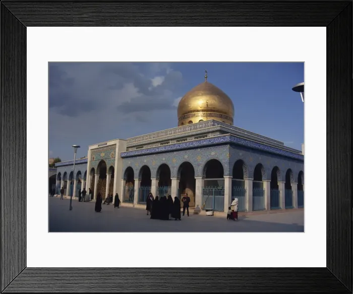 Framed Print : The gold dome and blue tilework of the Zanab Mosque Framed Print : The gold dome and blue tilework of the Zanab Mosque