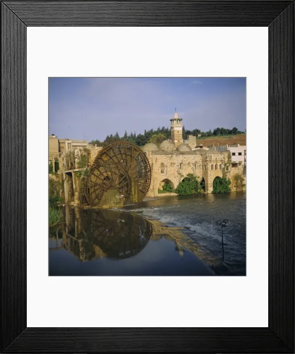 Framed Print : Mosque al Nuri and waterwhells on Orontes River Framed Print : Mosque al Nuri and waterwhells on Orontes River