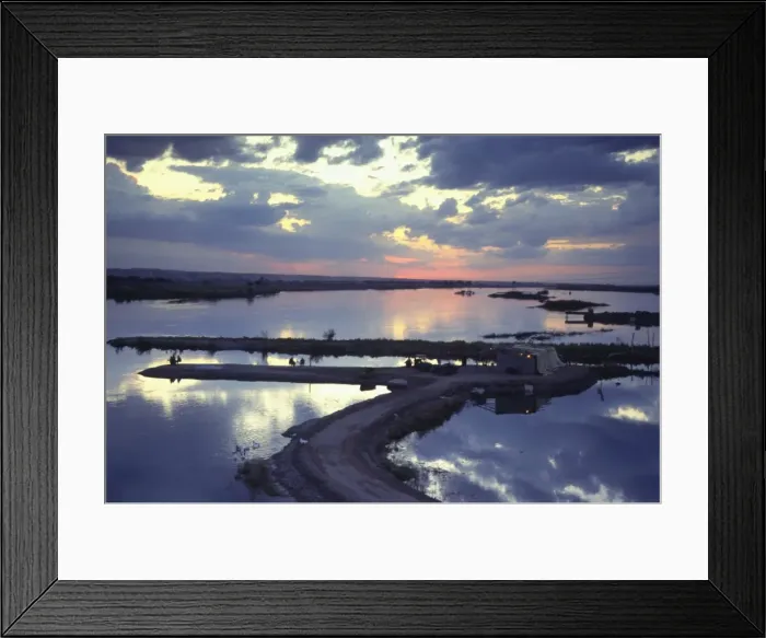 Framed Print : Cafe on a jetty at Raqqa at sunset Framed Print : Cafe on a jetty at Raqqa at sunset